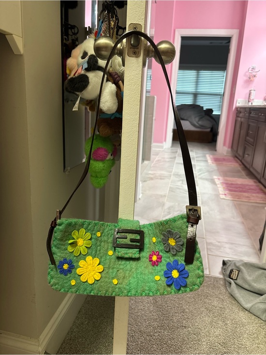 Fendi Handbags - Fendi Green Felt Tote with Leather Strap